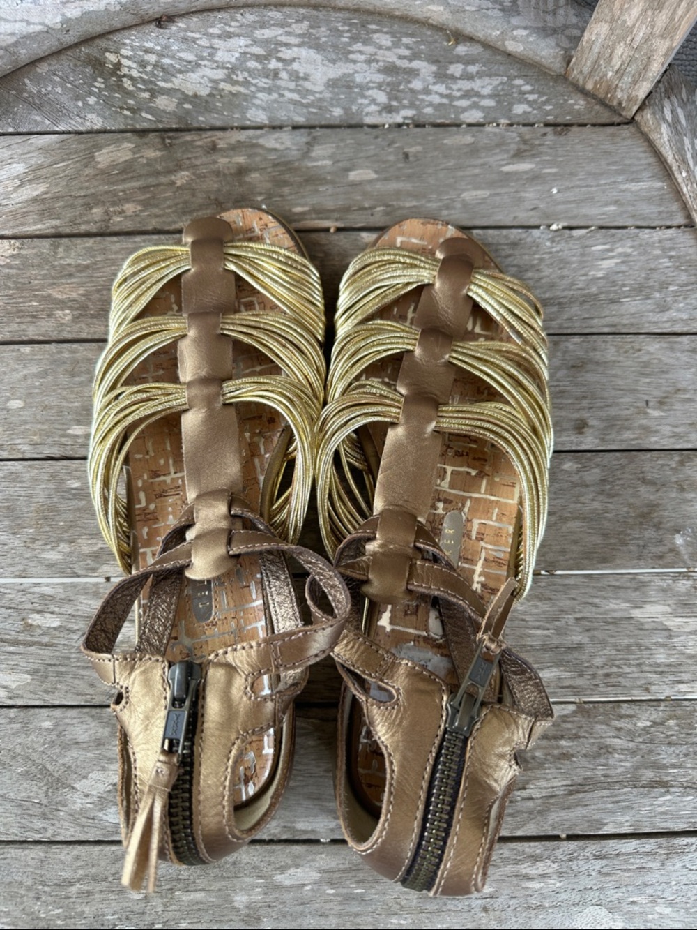 Ted Baker Gold and Brown Strappy Leather Sandals 9